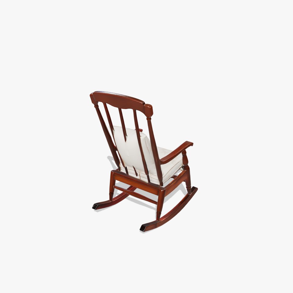 Handcrafted Wooden Rocking Chair with Cushions model pack